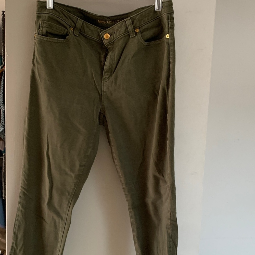 Michael Kors Dark Green Trousers with Gold Accents